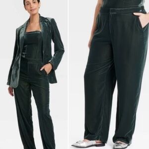 A New Day Velvet Straight Leg Pants Dark Forest Green Women’s Plus Size 17
